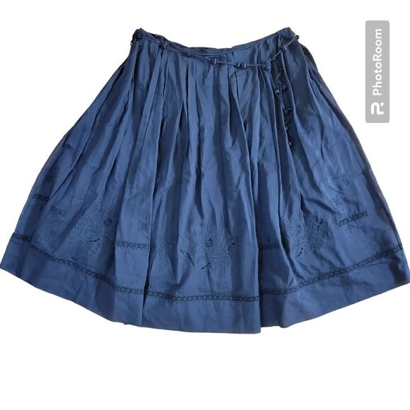 Robert Rodriguez Women's Embroidered black flare midi Skirt silk and Cotton sz 4 - Picture 1 of 8